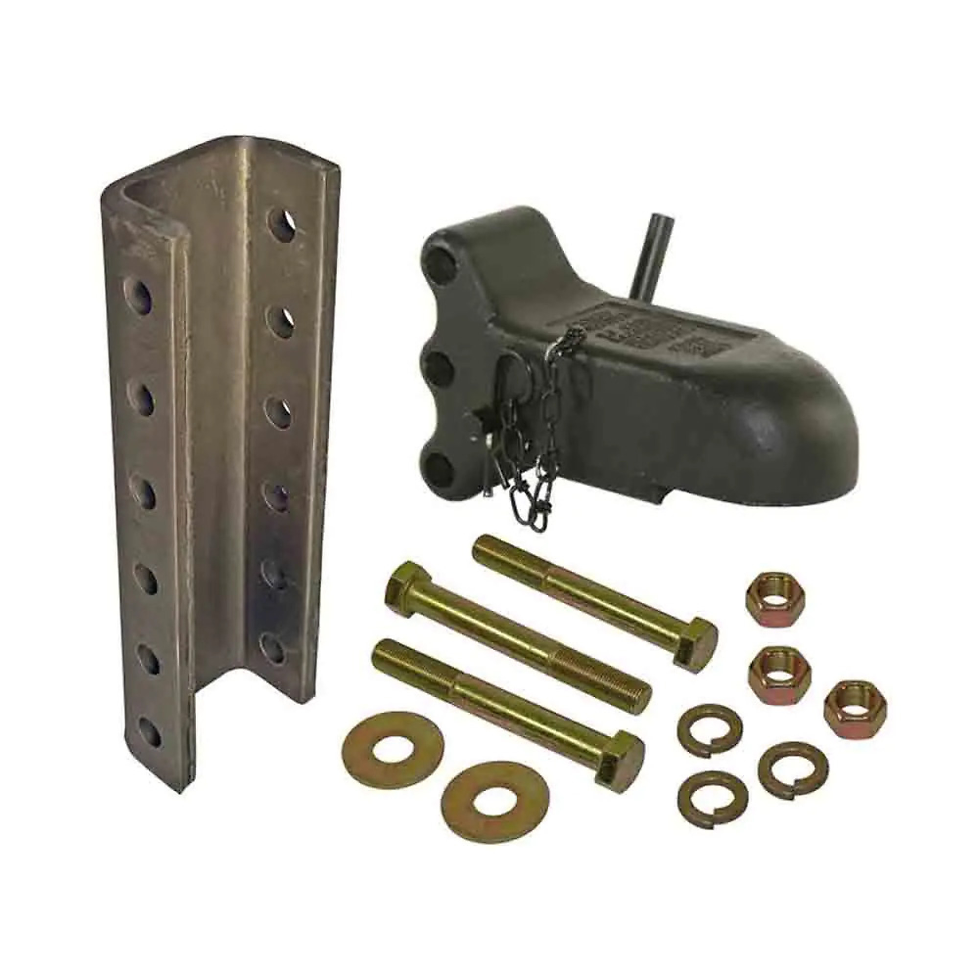 Wallace Forge, Heavy-Duty 2-5/16 Inch Adjustable Coupler with 5-Position Channel, 25K Capacity, 2-7/8 inch Wide Channel, Grade 8 Hardware, Black, Model# R25163-5KIT